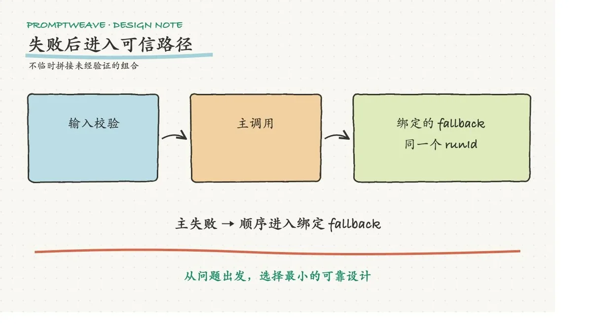 主模型失败后，系统沿着已绑定的备用版本继续执行，并在同一个运行 ID 下记录尝试